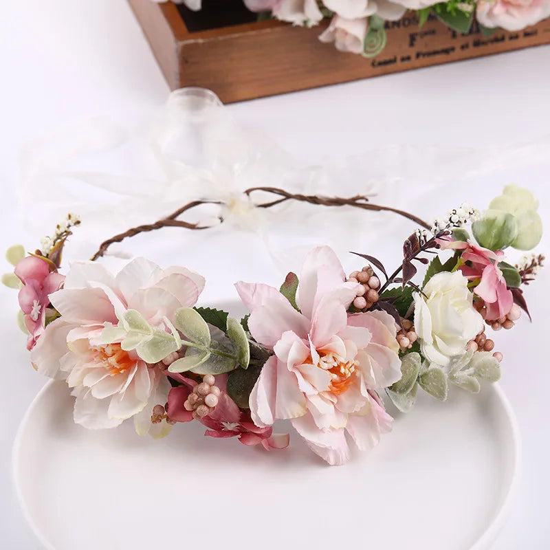 Simulated Flower Wreath/Crown/Festival Headband Hair Accessories for Women & Girls. Headdress/Garland/Wedding Headwear