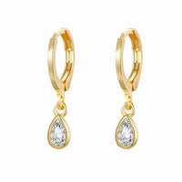 Gold Color Cute Water Drop Earrings For Women & Girls - Zircon Piercing Huggies/Hoop Dangle Earrings-earrings-SWEET T 52