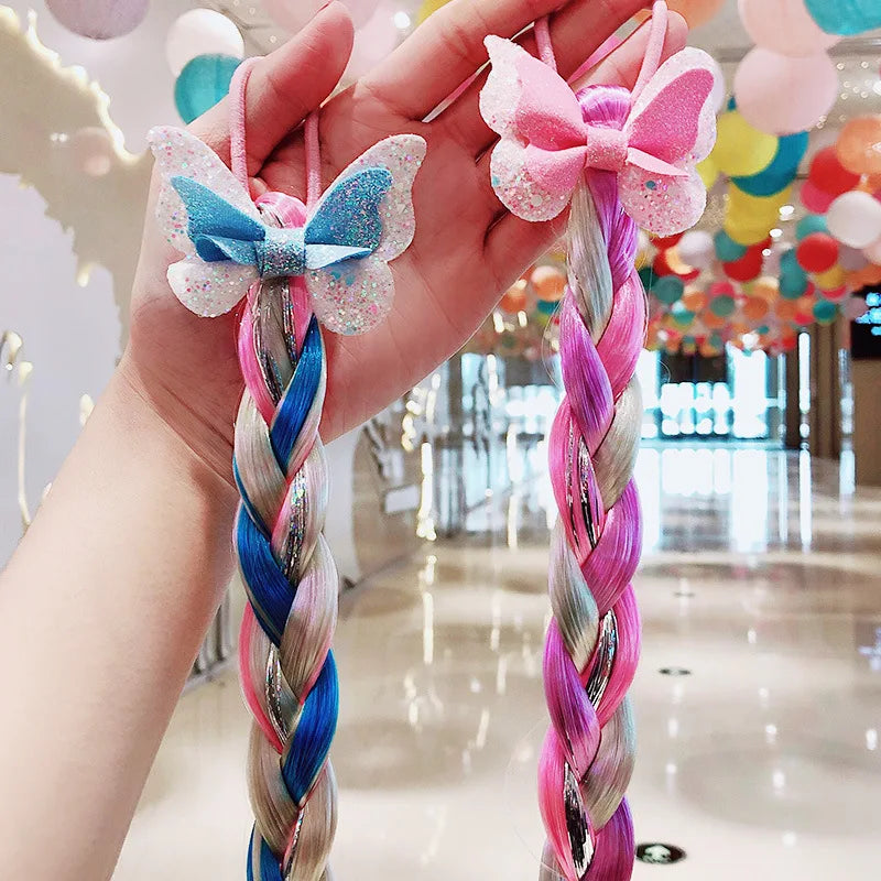 Girls' Cute Cartoon, Bow, Butterfly Ponytail - Colorful Braid Headband for Kids, Ponytail Holder/Rubber Bands-hair accessories-SWEET T 52