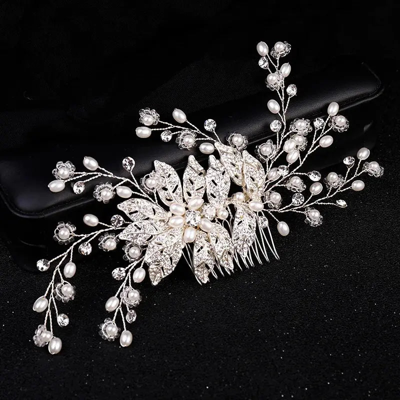 Luxury Crystal Pearl Flower Hair Comb/Headband/Tiara For Women & Girls - Bridal Wedding Hair Accessories/Hair Jewelry-hair accessories-SWEET T 52