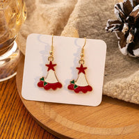 Vintage Metal Christmas Tree Dangle Earrings for Women - Fashion Socks, Santa Claus, Snowflake Drop Earrings