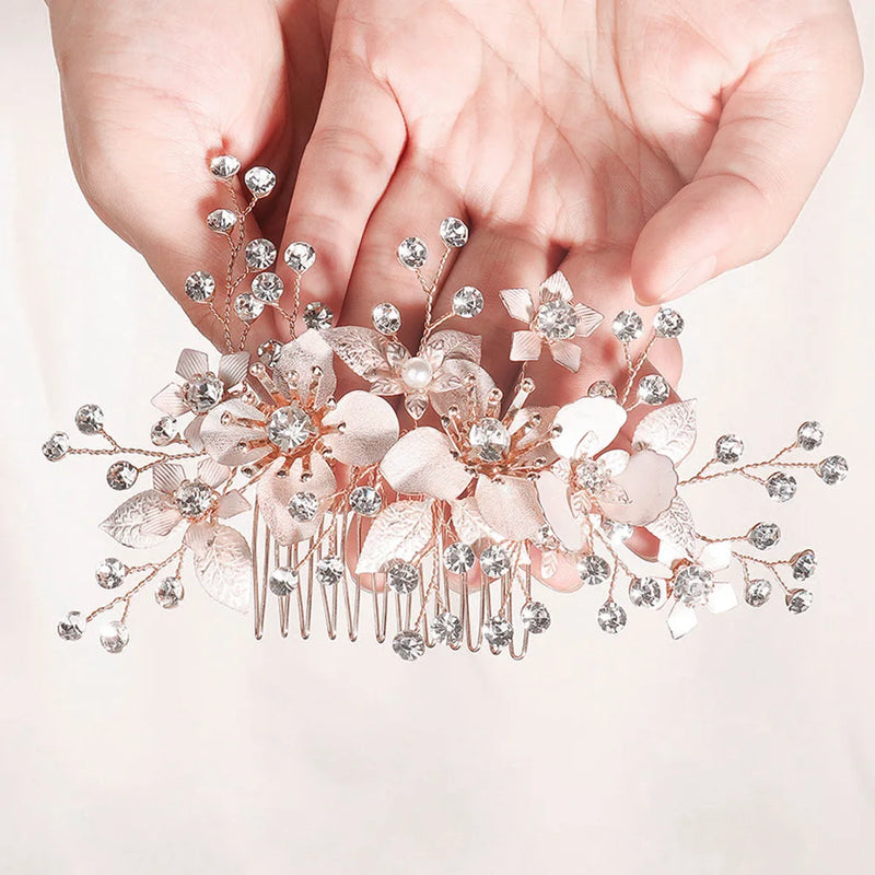 Silver/Gold/Pearl/Rhinestone Hair Accessories, Crystal Bridal Headdress/Hair Combs for Women & Girls