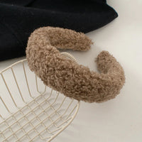 Plush Wide, Thick, Faux Fur Wool Hairbands.  4 cm Wide Solid Color Headbands for Women, Plain Fluffy Winter Hair Accessories