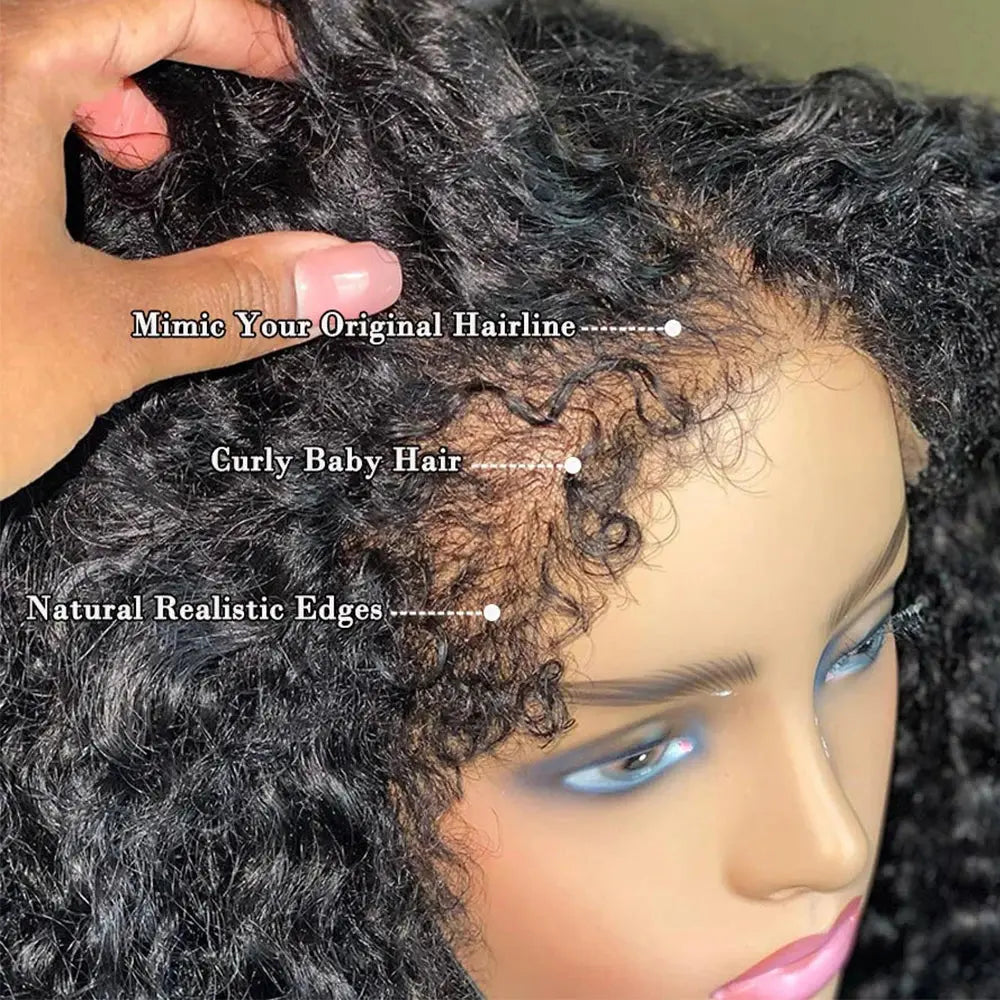 Short Kinky Curly Human Hair Frontal Bob Wigs, 4C Edges, Lace Front Wigs for Women & Girls - SWEET T 52