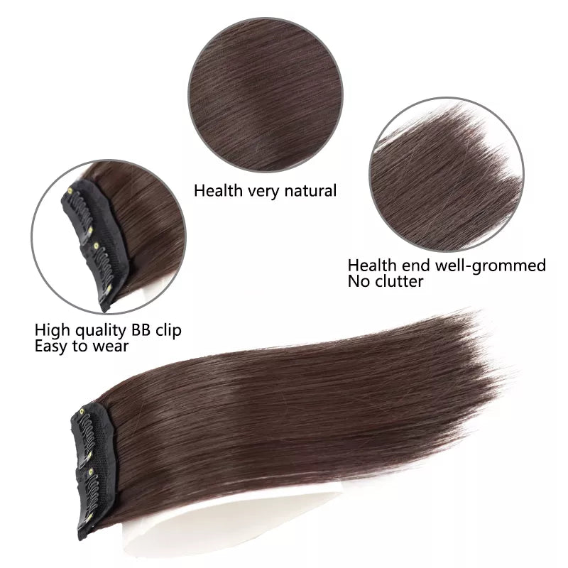8 Inch (20 cm) Synthetic Clip-in Hair Extensions - Invisible Hair Pieces for Thinning Hair for Women & Girls