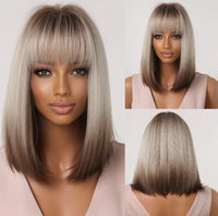 Short Straight Synthetic Wigs for Women with Bangs - Short Straight Bob Hair Wigs
