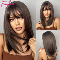 Short Straight Synthetic Wigs for Women with Bangs - Short Straight Bob Hair Wigs