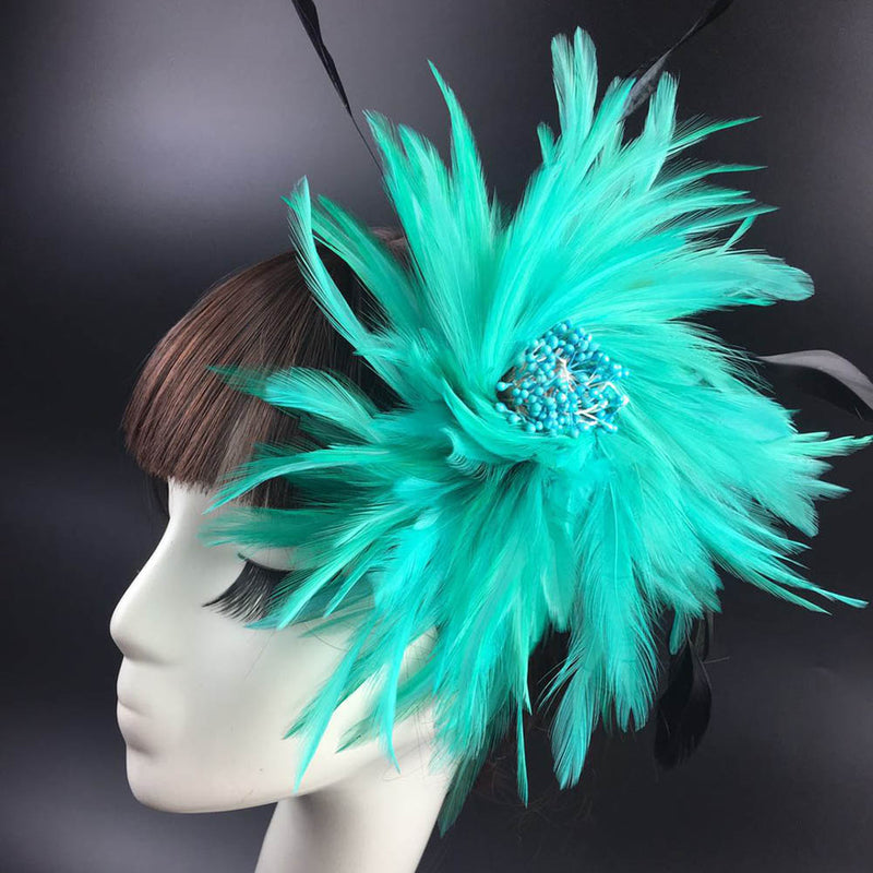 Vintage Colorful Ostrich Feather Flapper/Fascinator Headpiece - Fancy Headband for Women & Girls, Hair Accessories