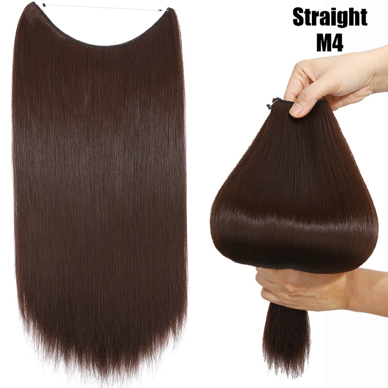 Synthetic 20 Inch Invisible Wire, No Clip-In, Hair Extensions, Fish Line Hairpieces/Hair Extensions Fake Hair For Women