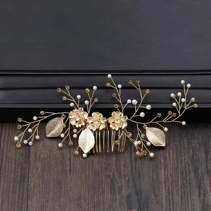 Silver/Gold/Pearl/Rhinestone Hair Accessories, Crystal Bridal Headdress/Hair Combs for Women & Girls-hair accessories-SWEET T 52