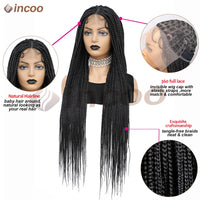 Synthetic 36" Full Lace Knotless Box Braided Wigs for Women - Cornrow Braids, Lace Frontal Wigs, Colored Braided Wigs