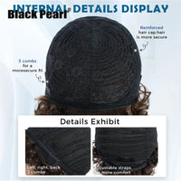Afro Puff Pixie Bob Wig — Brazilian Remy Human Hair, Pre-Plucked Bangs, Ships from USA
