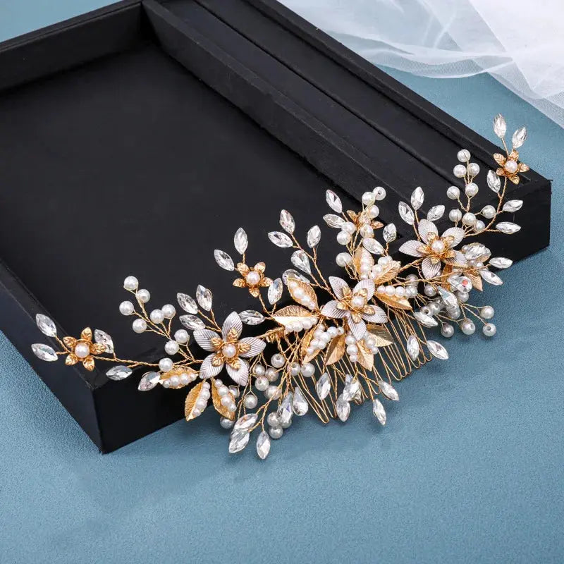 Luxury Crystal Pearl Flower Hair Comb/Headband/Tiara For Women & Girls - Bridal Wedding Hair Accessories/Hair Jewelry-hair accessories-SWEET T 52