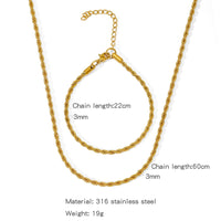 Stainless Steel NK Snake Chain Necklace/Twist Bracelet for Women. Jewelry Set, Gold in Color - DIY Accessories