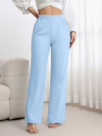 Travel Pants for Women - High Elastic Waist, Wide Leg, Solid Color, No Wrinkle Streetwear Trousers