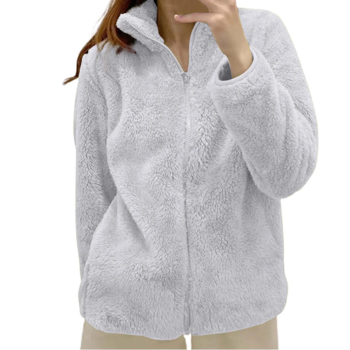 Women's Fluffy Fleece Zip-Up Jacket