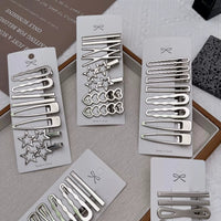 Y2K Silver Metal Hair Clips Set