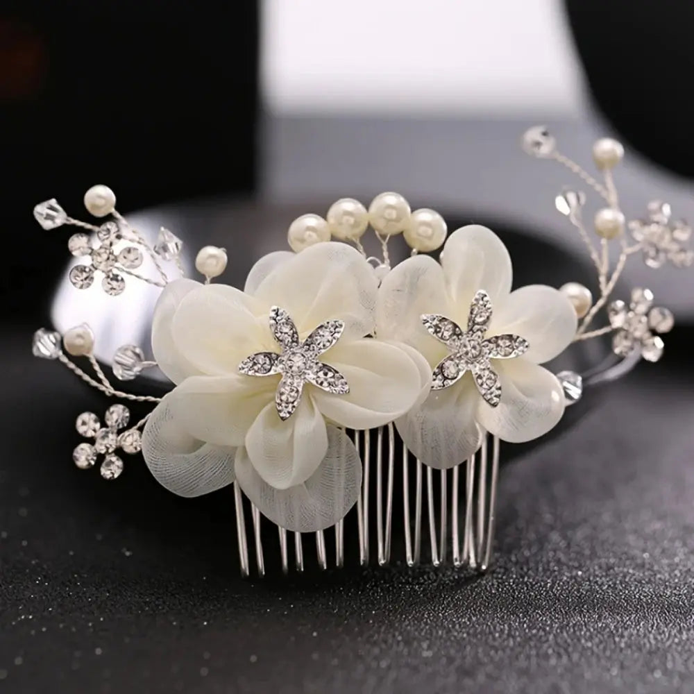 Wedding Hair Combs Bridal Hair Accessories For Women Hair Jewelry Silver Color Pearl Rhinestone Head Jewelry Women Accessories-hair accessories-SWEET T 52
