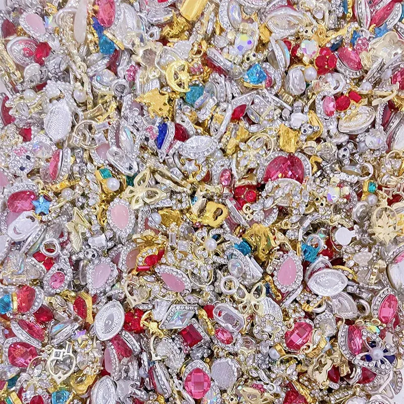 1 Bag Random Luxury Nail Art Dangle Jewelry, Mixed Style Nail Charms, Rhinestones 3D, 50 Pieces - SWEET T 52