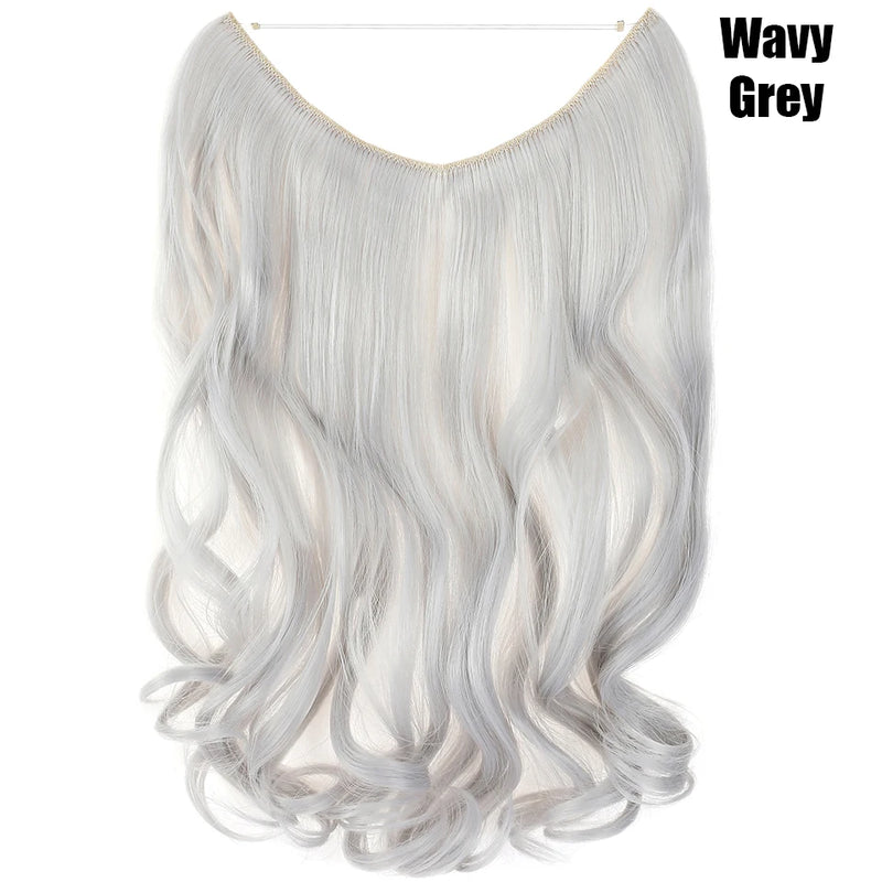 Synthetic 20 Inch Invisible Wire, No Clip-In, Hair Extensions, Fish Line Hairpieces/Hair Extensions Fake Hair For Women