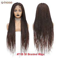 Synthetic 36" Full Lace Knotless Box Braided Wigs for Women - Cornrow Braids, Lace Frontal Wigs, Colored Braided Wigs