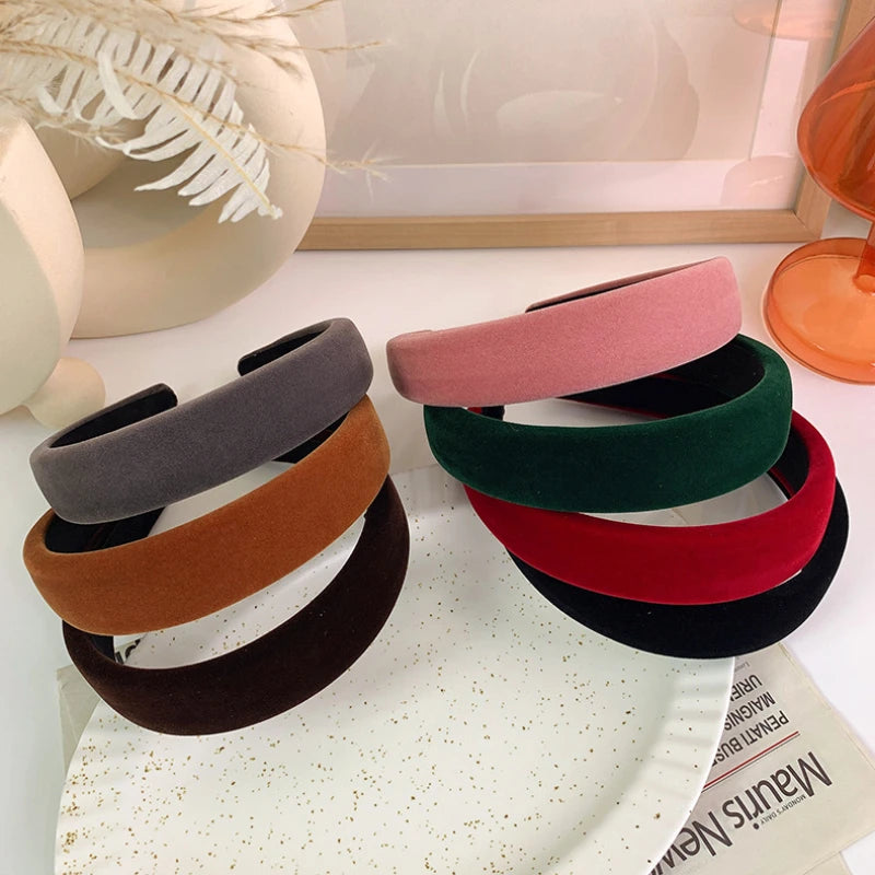 Wide Thick Velvet Headbands for Women. Retro Simple Wide Sponge Hair Bands For Women, Elegant Versatile Hair Accessories