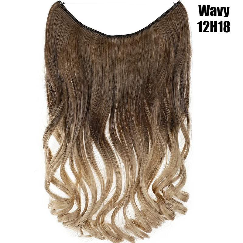 Synthetic 20 Inch Invisible Wire, No Clip-In, Hair Extensions, Fish Line Hairpieces/Hair Extensions Fake Hair For Women