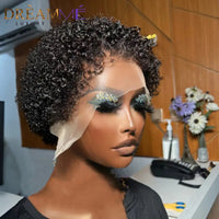 Short Bob - Curly Pixie Cut 13x4 Lace Front Human Hair Wigs with Kinky Hairline for Women - SWEET T 52