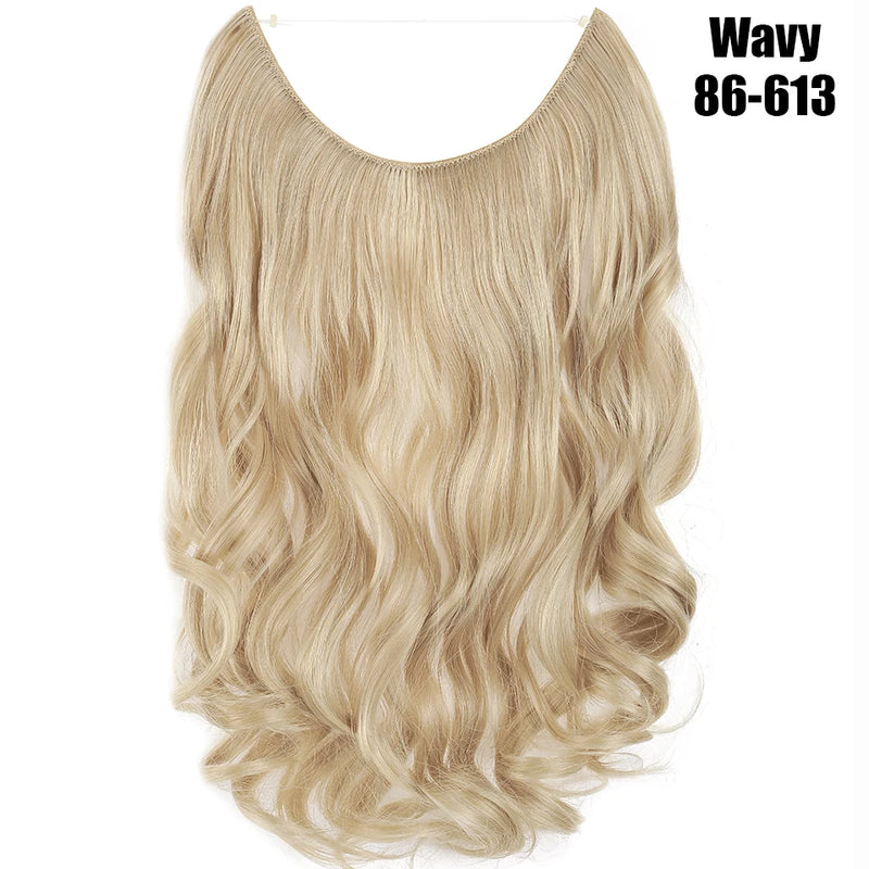 Synthetic 20 Inch Invisible Wire, No Clip-In, Hair Extensions, Fish Line Hairpieces/Hair Extensions Fake Hair For Women