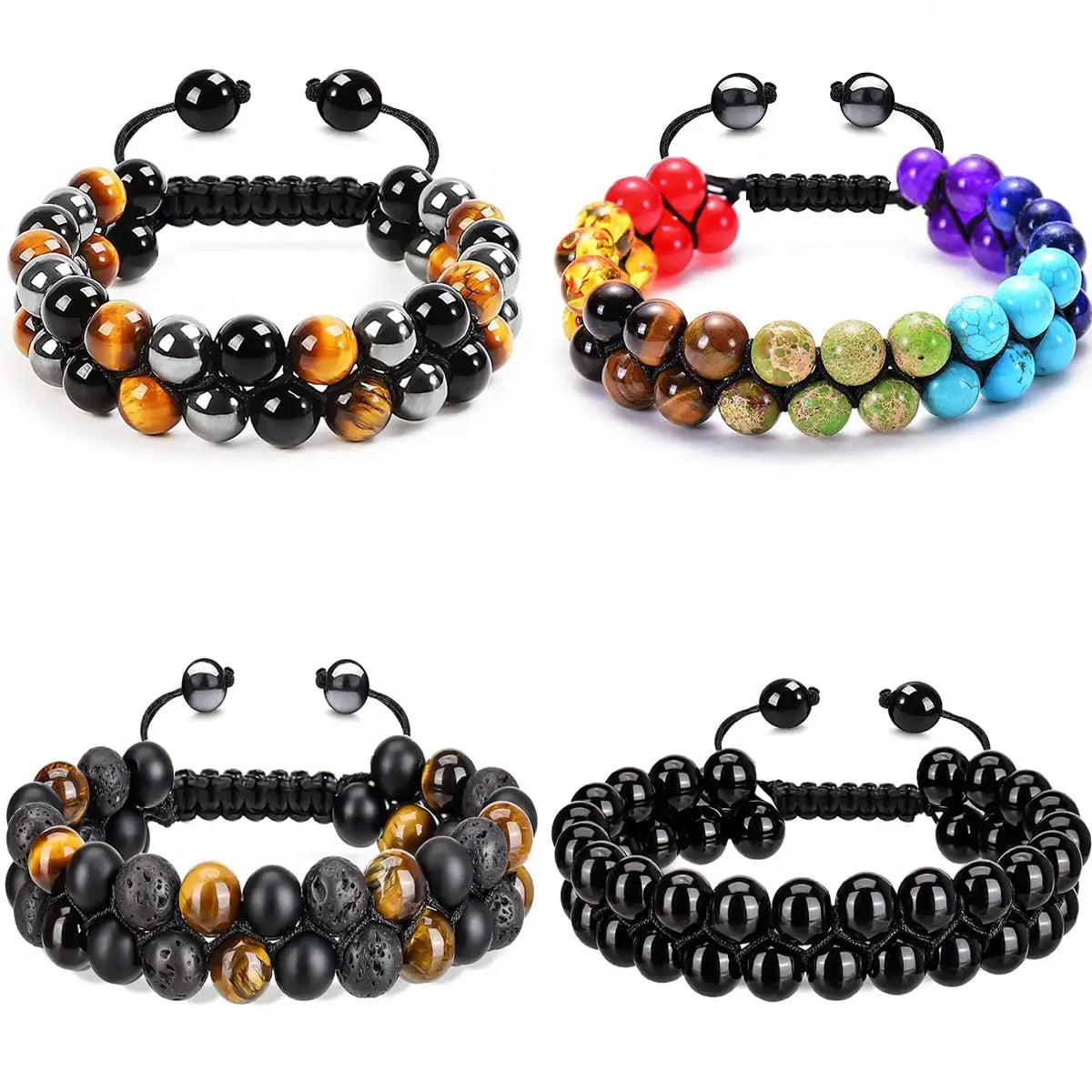 8 mm Natural Stone Beaded Bracelet