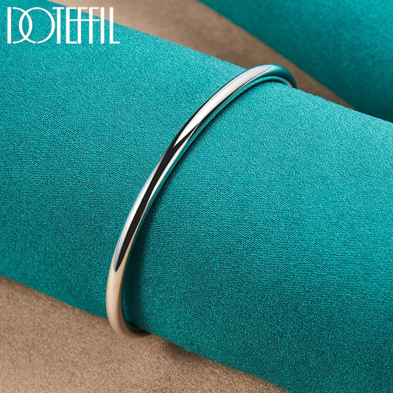 4 mm Bead Bracelet, Marked 925 Sterling Silver