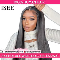 Glueless Human Hair Wigs, Ready To Wear - Straight, Glueless, Pre-plucked, Wear And Go, 7x5 HD Lace Front Wigs with Pre-Cut Lace