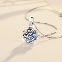 1 Carat Moissanite Pendant Necklace, Marked 925 Sterling Silver