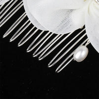 Handmade Elegant Pearl Hair Pins - White Flower Rhinestone Hair Comb For Wedding Parties/Bridal Hair Accessories-hair accessories-SWEET T 52