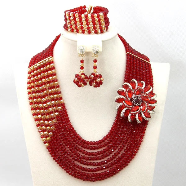 African Beads Jewelry Set Nigerian Wedding African Beads Jewelry Set Crystal African Jewelry Sets  ABJ176