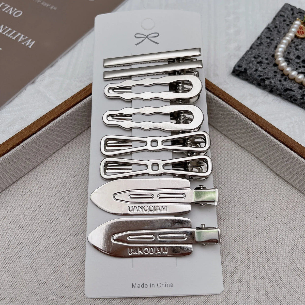Y2K Silver Metal Hair Clips Set