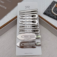 Y2K Silver Metal Hair Clips Set