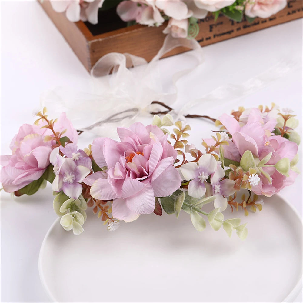 Simulated Flower Wreath/Crown/Festival Headband Hair Accessories for Women & Girls. Headdress/Garland/Wedding Headwear
