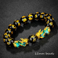 Fashion Jewelry - Obsidian Stone Beads (Attract Wealth) Feng Shui Good Luck Bangle Bracelets