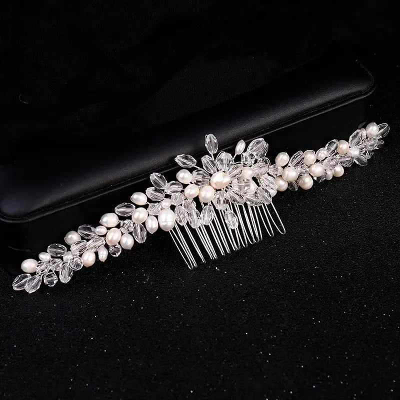 Luxury Crystal Pearl Flower Hair Comb/Headband/Tiara For Women & Girls - Bridal Wedding Hair Accessories/Hair Jewelry-hair accessories-SWEET T 52