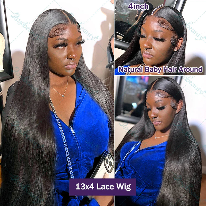 Bone Straight 13x4/13x6 Transparent Lace Frontal Human Hair Wigs, Pre Plucked HD Lace Wigs for Women