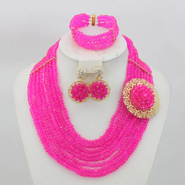 African Beads Jewelry Set Nigerian Wedding African Beads Jewelry Set Crystal African Jewelry Sets  ABJ176