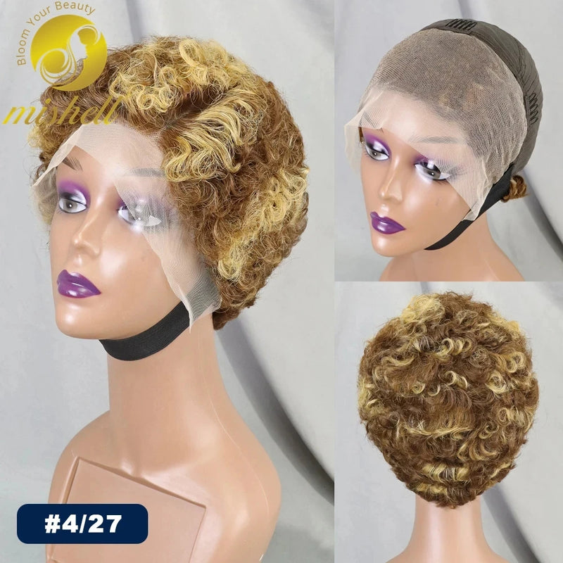 Gray Pixie Cut Wig Bob Human Hair Wigs 180% Density 13x4 Transparent Lace Frontal Short Bob Wig Brazilian Remy Hair for Women Sweet T 52