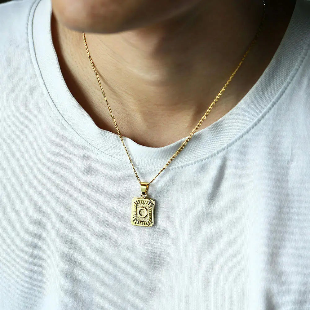 Initial Letter Pendant Necklace, Stainless Steel