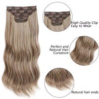 24 Inches 4Pcs/lot 220Grams Bio Synthetic Body Wavy Piano Blond 27/613 Clips In Hair Extensions Natural Heat Resistant Fiber
