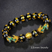 Fashion Jewelry - Obsidian Stone Beads (Attract Wealth) Feng Shui Good Luck Bangle Bracelets