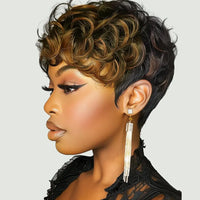 Short Curly Layered Synthetic Wig for Women - Natural Wave Shape