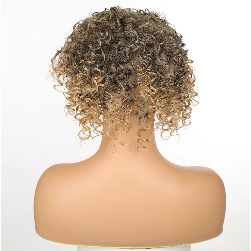 Short Synthetic Wigs for Women - Curly Topper for Women. 3 Clips, Short Toupee Hairpieces to Cover Thin Hair