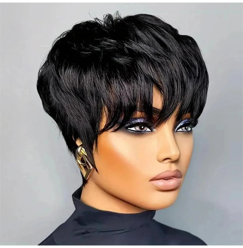 Blonde Ombre Human Hair Wig, 1b27#. Short Pixie Wigs, Human Hair. Short Pixie Cut Duby Wigs, Full Machine Wigs for Women Sweet T 52
