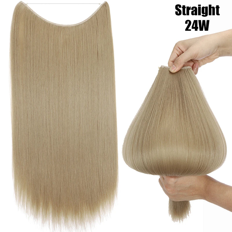 Synthetic 20 Inch Invisible Wire, No Clip-In, Hair Extensions, Fish Line Hairpieces/Hair Extensions Fake Hair For Women